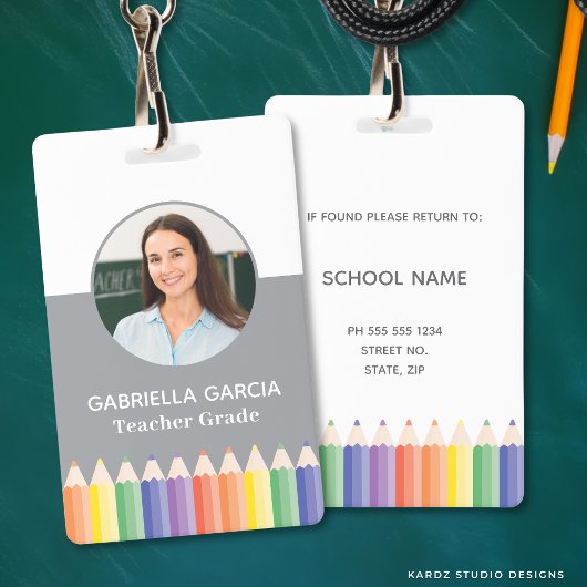 Badge d'identification photo enseignant Arc-en-cie