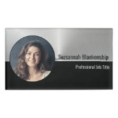 Badge D'identification Photo Faux Metallic Professional Argent Flare (Devant)