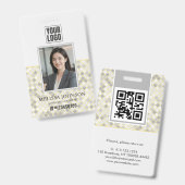 Badge d'identification photo géométrique jaune et (Avant & arrière)