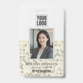 Badge d'identification photo géométrique jaune et (Avant)