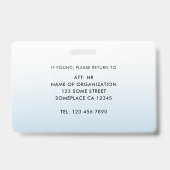 Badge d'identification photo hôpital/médical avec (Arrière)