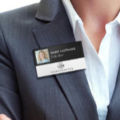 Badge D'identification Photo ID Logo Centre noir blanc magnétique grand