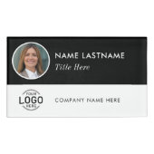 Badge D'identification Photo ID Logo Cercle noir blanc Magnétique Grand (Devant)