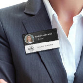 Badge D'identification Photo ID Logo Cercle noir blanc Magnétique Grand