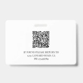 Badge d'identification photo moderne pour employé (Arrière)