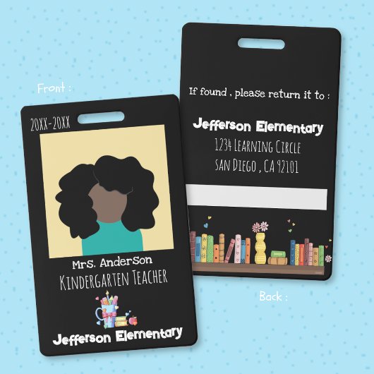 Badge d'identification photo noir vertical pour éc