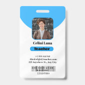 Badge d'identification photo pour enseignant Bleu  (Avant)
