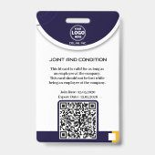 Badge d'identification photo professionnel bleu ma (Arrière)