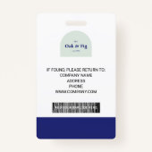 Badge d'identification photo professionnelle Blue  (Dos)