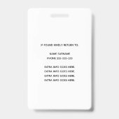 Badge d'identification photo QR Barcode en paillet (Arrière)