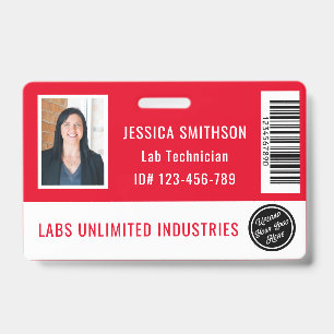 Badge d'identification photo rouge pour école ou e