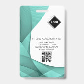 Badge d'identification photo sarcelle pour employé (Arrière)