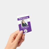 Badge d'identification photo violet mignon pour em (Manuel / portable)