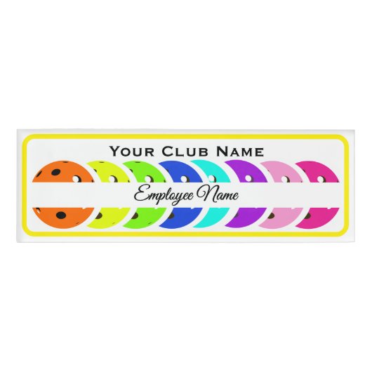 Badge D'identification Pickleball Club Personalized Employee Rainbow Ball (Devant)