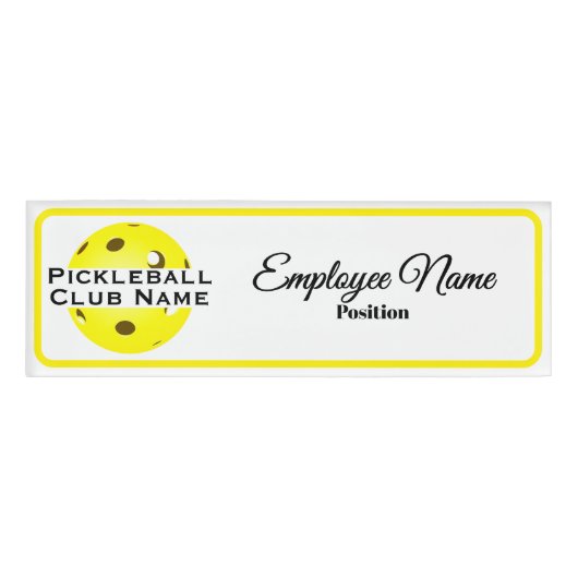 Badge D'identification Pickleball Club Personalized Staff Yellow Ball (Devant)
