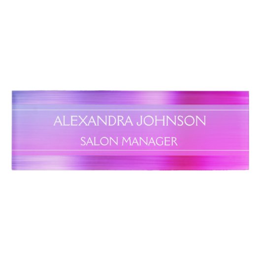 Badge D'identification Pink Purple Professionnel Foil Moderne (Devant)