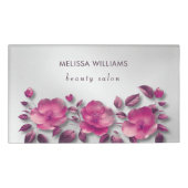 Badge D'identification Pink Shiny Metallic Flower Silver (Devant)