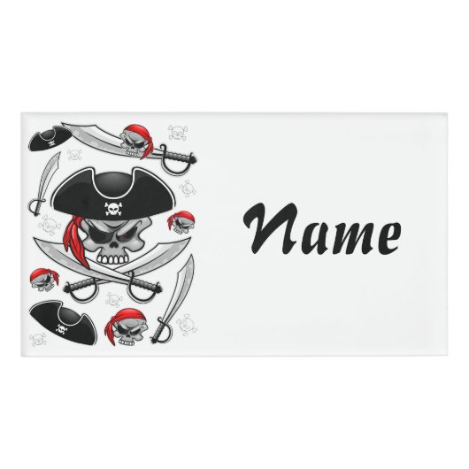 Badge D'identification Pirate Skull avec Sabres croisés (Devant)