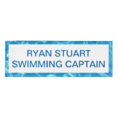 Badge D'identification Piscine bleu étincelante Eau bleue modifiable (Devant)