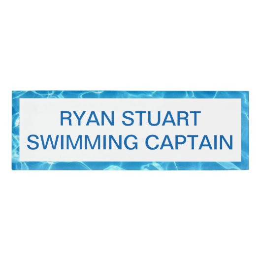 Badge D'identification Piscine bleu étincelante Eau bleue modifiable (Devant)