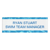 Badge D'identification Piscine Bleue Étincelante Personnaliser Bleue Eau (Devant)