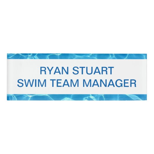 Badge D'identification Piscine Bleue Étincelante Personnaliser Bleue Eau (Devant)