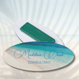 Badge D'identification Plage Scène Voyage Aqua Blue Moderne
