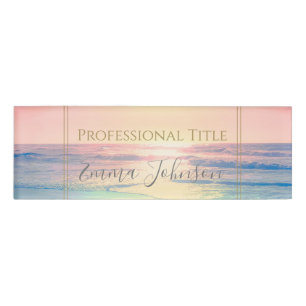 Badge D'identification Plage tropicale Mer Soleil Coloré Été