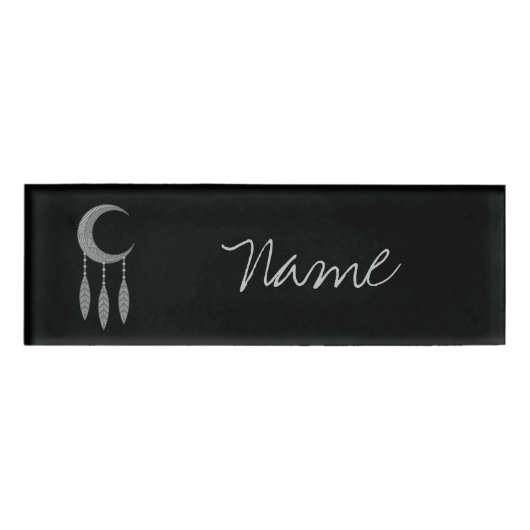 Badge D'identification Plumes de lune de croissant d'argent Thunder_Cove  (Devant)