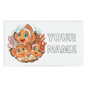 Badge D'identification Poisson clown Dessin animé mignon Famille Sous l'e
