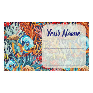 Badge D'identification Poissons Tropicaux Couleurs Vives Ambiance Été