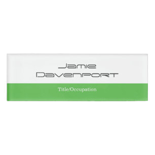 Badge D'identification Pomme Vert Blanc Minimal Moderne Gras