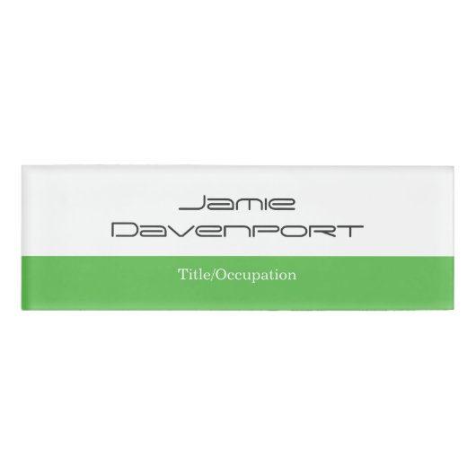 Badge D'identification Pomme Vert Blanc Minimal Moderne Gras (Devant)