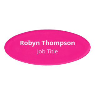 Badge D'identification Porte-nom ovale en acrylique rose vif magnétique m