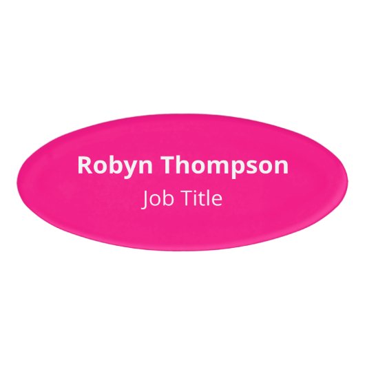 Badge D'identification Porte-nom ovale en acrylique rose vif magnétique m (Devant)