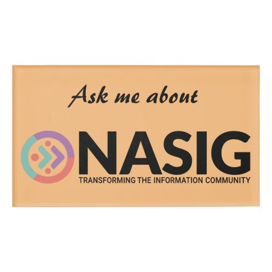 Badge D'identification Posez-moi la question sur NASIG orange (Devant)