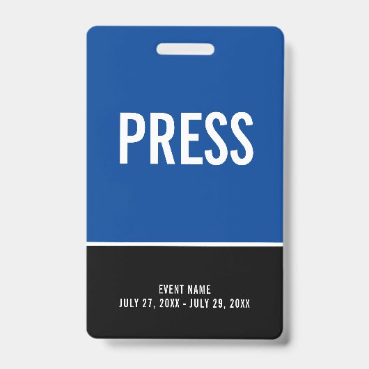 Badge d'identification Press All Access Pass Bleu (Avant)