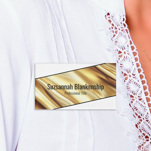 Badge D'identification Professional Luxury Gold Ribbon Black Text