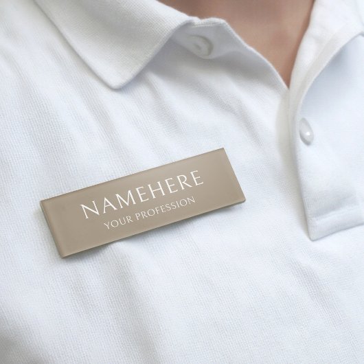 Badge D'identification Professional Neutral Tan Simple Minimalist Modern