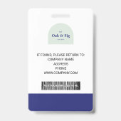 Badge d'identification professionnel avec photo Bl (Arrière)