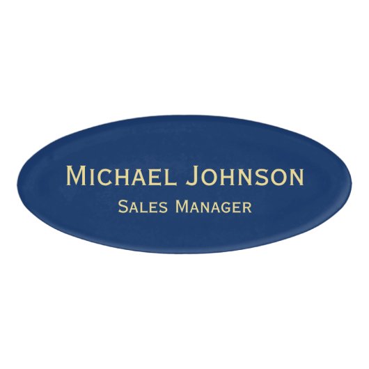 Badge D'identification Professionnel Blue Gold Office Business Magnétique (Devant)