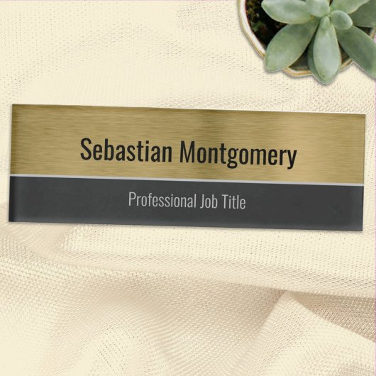 Badge D'identification Professionnel Brossé Faux Or Metallic Custom