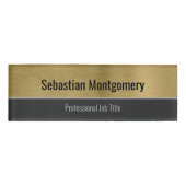 Badge D'identification Professionnel Brossé Faux Or Metallic Custom (Devant)
