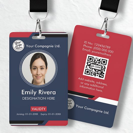 Badge d'identification professionnel de l'employé