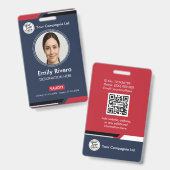 Badge d'identification professionnel de l'employé (Avant & arrière)