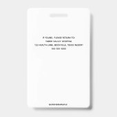 Badge d'identification professionnel éditable pour (Arrière)