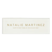 Badge D'identification Professionnel Élégant Crème Or Magnétique Employé (Devant)