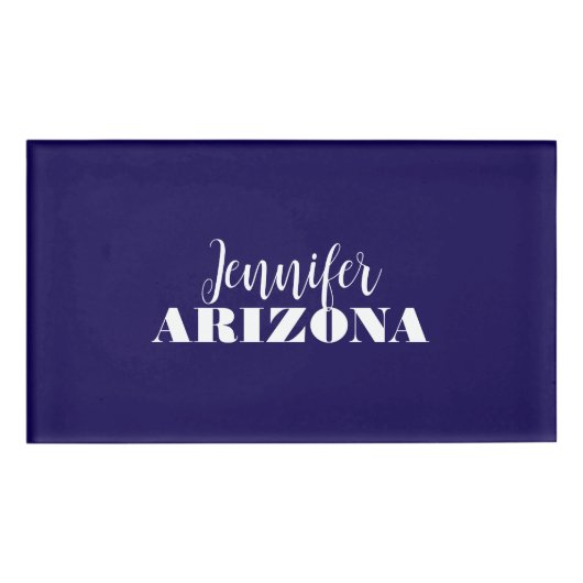 Badge D'identification Professionnel élégant moderne minimaliste bleu fon (Devant)