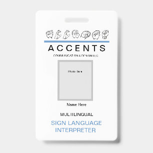 Badge d'identification professionnel épelé en lang