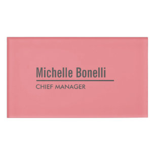 Badge D'identification Professionnel Minimaliste Simple Coral Rose Modern